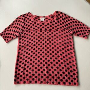 Urban Outfitters Cooperative melon black polka dot short sleeve cotton sweater S